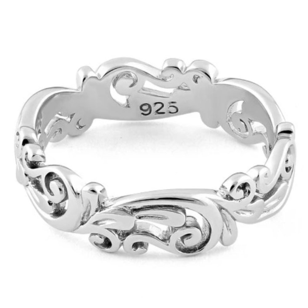 925 STERLING SILVER Open Work Swirls 5.3 (mm) Band Ring Sizes 2-13 - Picture 16 of 16
